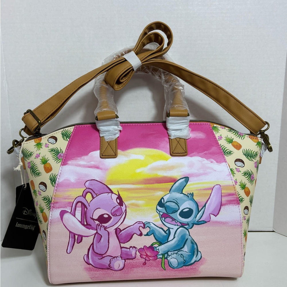 NEW Loungefly Disney Lilo & Stitch Handbag Pink Sunset Pineapple Floral Design - Picture 5 of 7